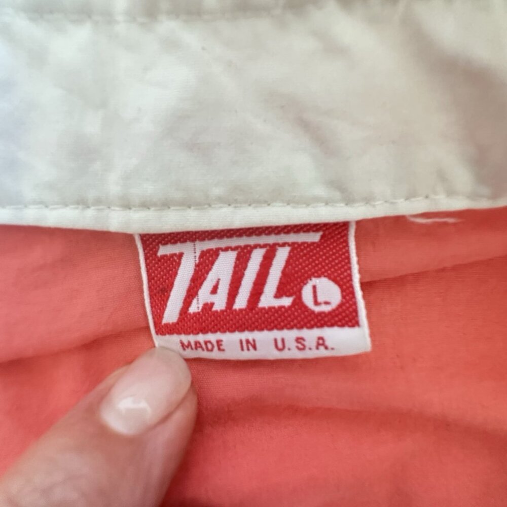 Vtg 80s 90s Tail Full Zip Windbreaker Jacket Womens L Peach Golf Tennis Granny - Picture 4 of 11
